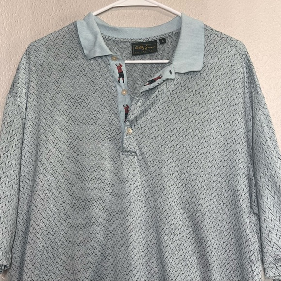 Bobby Jones Polo Shirt Mens Large Light Blue Chevron Vintage Golf Cotton - Picture 2 of 12